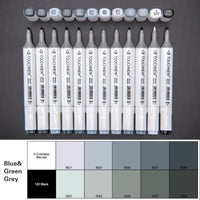 TOUCHNEW 12/30 Color Dual Tip Gray Marker Set
